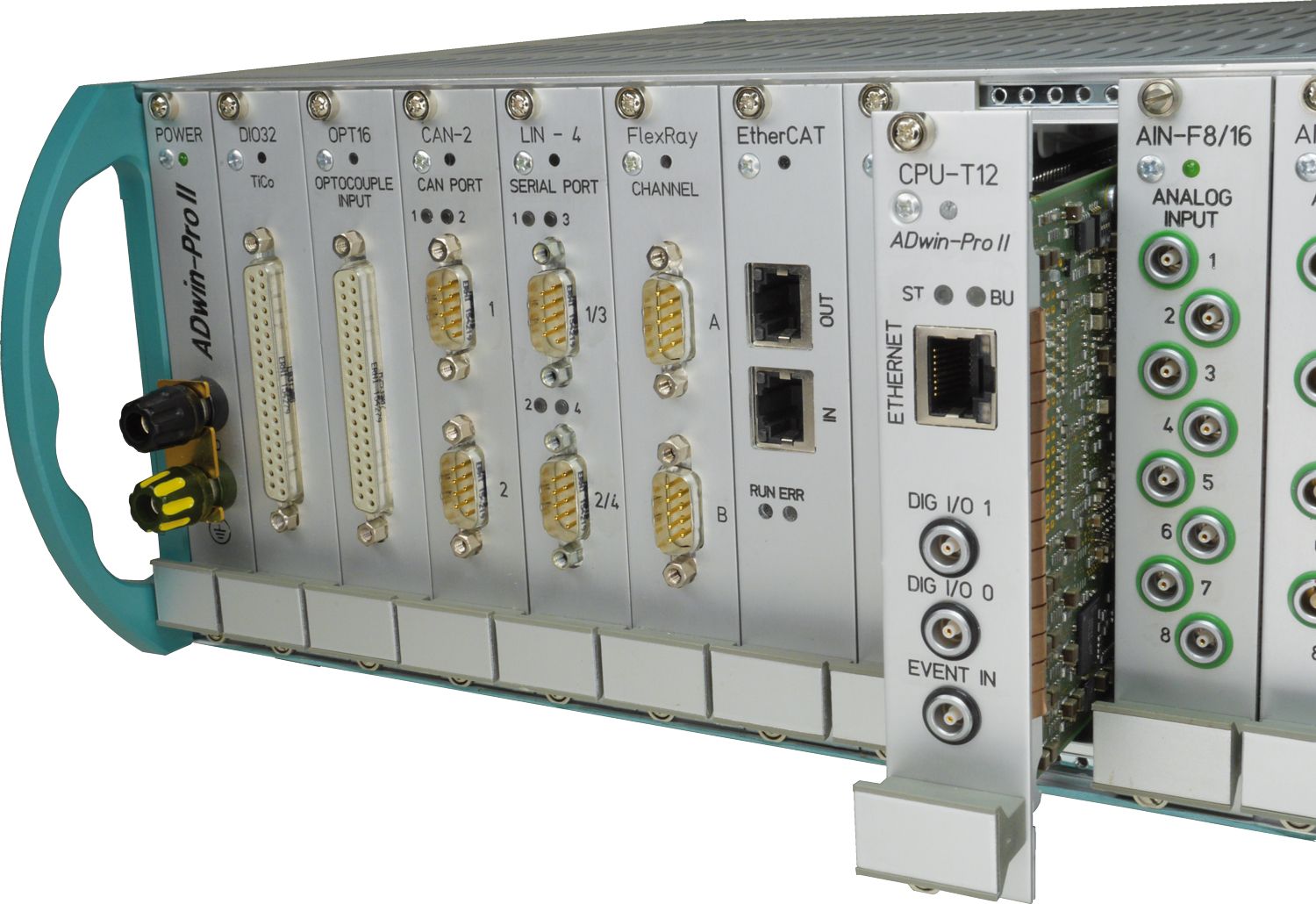 ADwin-Pro II mit CPU-T12 im Vordergrund